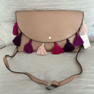Convertible Shoulder/Clutch Bag with Colorful Tassels